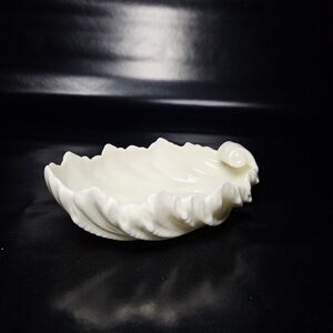 Lenox China ACANTHUS Cream Oval Leaf Shell Bowl Candy Dish 9" Made USA Teal Logo